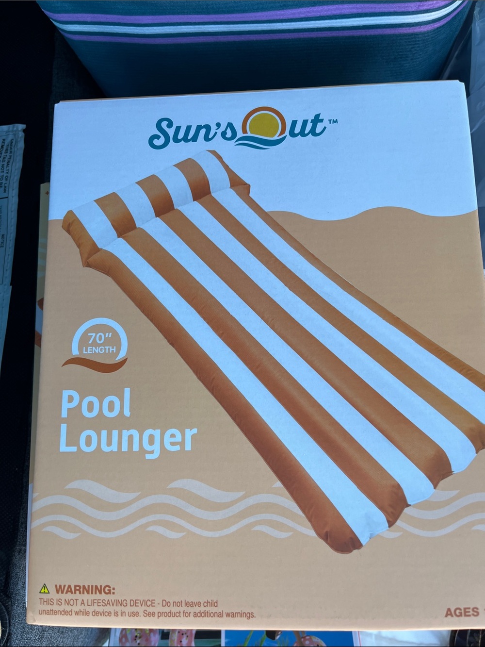 Striped Pool Lounger - Orange & White